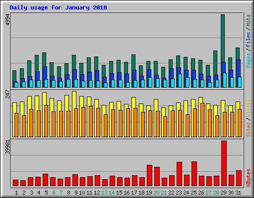 Daily usage for January 2018