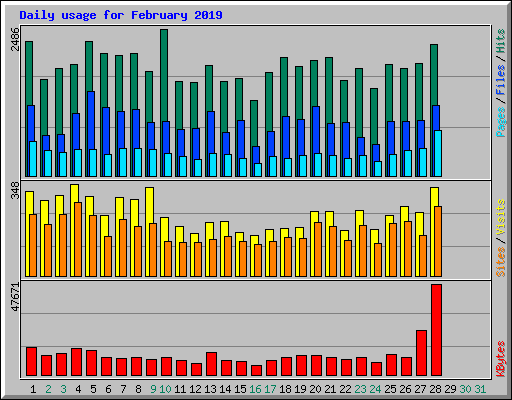 Daily usage for February 2019