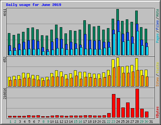 Daily usage for June 2019
