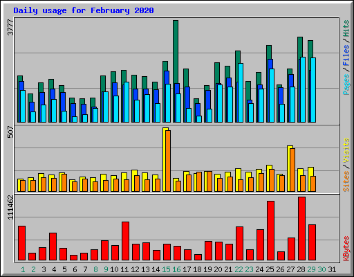 Daily usage for February 2020