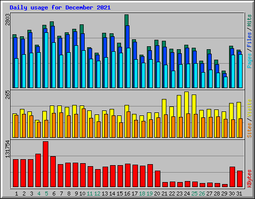 Daily usage for December 2021