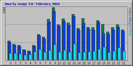 Hourly usage for February 2016