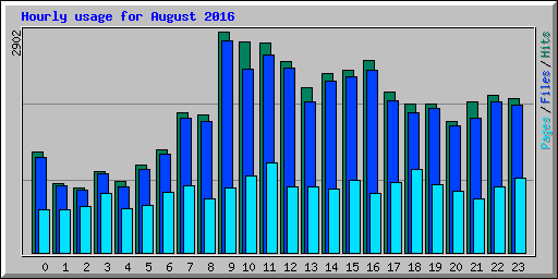 Hourly usage for August 2016