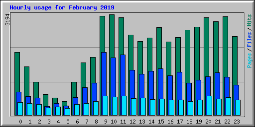 Hourly usage for February 2019
