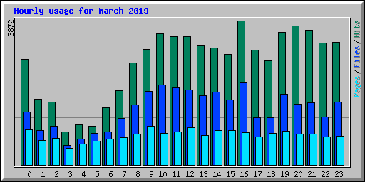 Hourly usage for March 2019